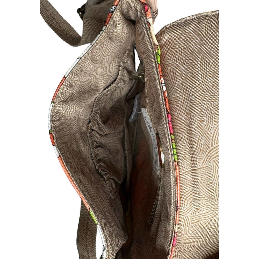 Sakroots Orange Floral Print Crossbody Messenger Flap Purse Bag Coated Canvas - Picture 12 of 13